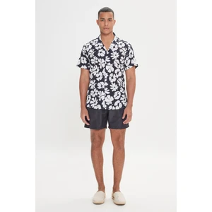 Altınyıldız Classics Slim Fit Dar Kesim Küba Yaka Kısa Kollu Baskılı Gömlek