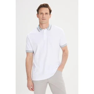 Altınyıldız Classics Erkek Beyaz Slim Fit Dar Kesim %100 Pamuk Kıvrılmaz Polo Yaka Tişört