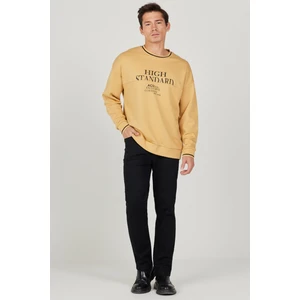 Altınyıldız Classics Erkek Hardal Oversize Bol Kesim Içi Polarlı 3 Iplik Bisiklet Yaka Pamuklu Sweatshirt