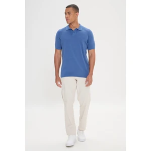 Altınyıldız Classics Erkek Lacivert Standart Fit Normal Kesim Polo Yaka %100 Pamuk Desenli Kısa Kollu Triko Tişört