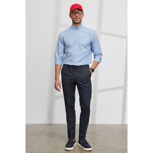 ALTINYILDIZ CLASSICS Erkek Lacivert Slim Fit Dar Kesim Yan Cepli Beli Lastikli Desenli Pantolon