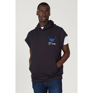 Altınyıldız Classics Erkek Lacivert Loose Fit Kapüşonlu Kısa Kollu Pamuklu Sweatshirt
