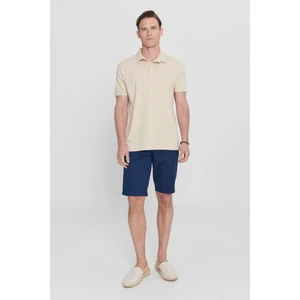 Altınyıldız Classics Erkek Koyu Bej Standart Fit Normal Kesim %100 Pamuk Baskılı Polo Yaka Tişört