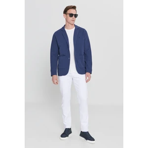Altınyıldız Classics Erkek Lacivert Standart Fit Normal Kesim Gömlek Yaka Pamuklu Örme Blazer Ceket