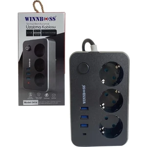 | Üçlü Termal Akım Korumalı Grup Priz [2 M, 3 x Usb, Anahtarlı]