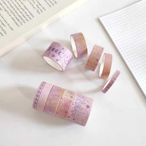 Vintage Washi Tape Bant Baskılı Yapışkanlı Maskeleme Kağıdı, Desenli Bant 10 Lu - Çiçek Gül