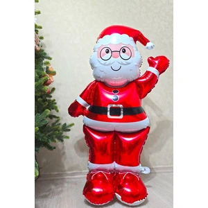 Dev Noel Baba Folyo Balon Ayaklı Yerde Durabilen 155cm Noel Baba Yılbaşı Balonu
