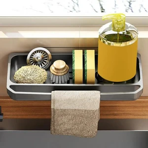 Yapışkanlı Duvara Asılabilir Bulaşık Bezi Bulaşık Deterjanı Bulaşık Süngeri Deterjan Düzenleyici Rafı Delme Gerekmez