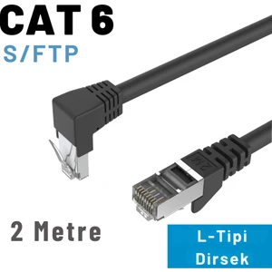 Cat6 S/ftp Dirsek Kablo 2 Metre-Siyah