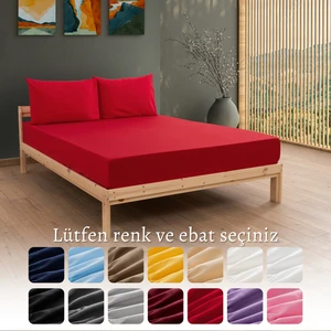 Ranforce Akfil Kırmızı Lastikli Çarşaf 1 Adet Yastık Kılıflı Tek Kişilik Fitted Çarşaf Seti 90x190