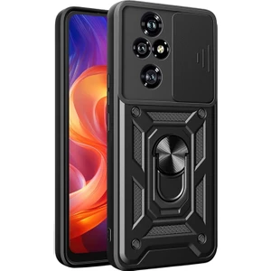 Honor 200 Kılıf Pars Sürgülü Vega Yüzüklü Sert Silikon Siyah