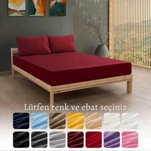 Ranforce Akfil Bordo Lastikli Çarşaf 1 Adet Yastık Kılıflı Tek Kişilik Fitted Çarşaf Seti 90x190