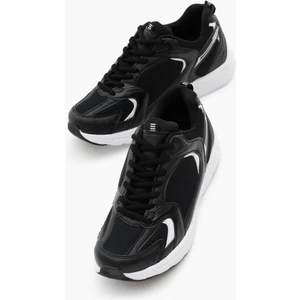 Tonny Black Unisex Siyah Beyaz Rahat Kalıp Faylon Taban Bağcıklı Spor Ayakkabı