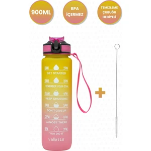 Fofana Bpa Içermez Motivasyonel Su Matarası 900 ml Pembe Su Matarası,su Şişesi,suluk