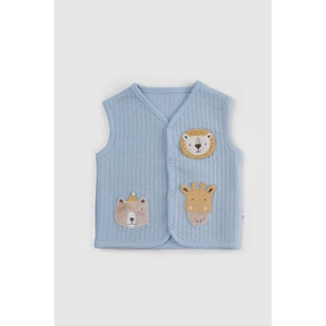 Little Gusto Kapitone Animal Aplikeli Mavi Bebek Yelek