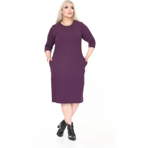 Çift Cepli Kışlık Büyük Beden Esnek Elbise 8C-2617