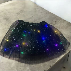 LED Işıklı Prenses Bale Sahne Dans Kısa Elbise Etek Çocuklar Peri Miniskirt Doğum Günü Hediyeleri Parti