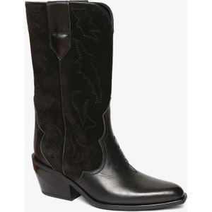 Kadın Siyah Süet Hakiki Deri Topuklu Bot 4K2AB59149