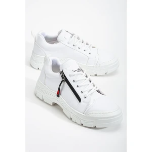 Tonny Black Kadın Beyaz Termo Taban Fermuar Detaylı Bağcıklı Günlük Ayakkabı