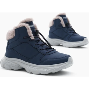 Tonny Black Çocuk  Lacivert Faylon Taban Içi Kürklü Lastik Bağcıklı Bot