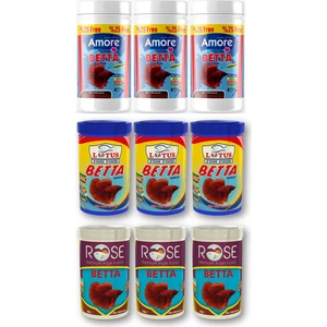 Beta Balığı Yemi 3X125ML, Rose 3X100ML, Lotus 3X100ML Betta Granulat Yemi Toptan Fish Food