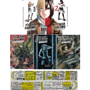 Titana Saldırı Kayıp Kızlar 1-2. Ciltler + Çöküşten Önce 1-2-3. Ciltler Toplam 5 Manga Seti + Cetvel