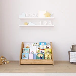 Anka Montessori Ahşap Yer Kitaplığı - MDF, 58x34x37 cm, Mavi, Minimalist Tasarım, Ev ve Ofis Kullanımı İçin