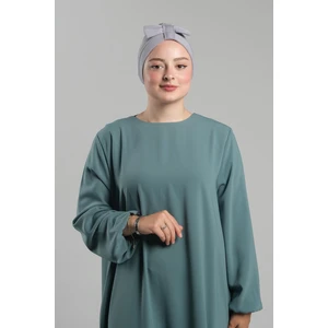 Gri Pratik Hazır Geçmeli Fiyonklu Bone Sandy Çift Taraflı Çapraz 3007B_15