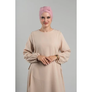 Pudra Pratik Hazır Geçmeli Fiyonklu Bone Sandy Çift Taraflı Çapraz 3007B_06