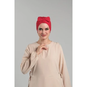 Kırmızı Pratik Hazır Geçmeli Fiyonklu Bone Sandy Çift Taraflı Çapraz 3007B_31