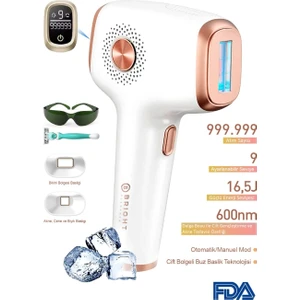 Bright Elegance BE-9030 Buz Lazer Ipl Epilasyon 999.999 Atım Otomatik/manuel Mod Ağrısız Vücut Yüz Cihazı