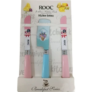 3'lü Desenli Peynir Bıçağı Seti 15CM Rocc