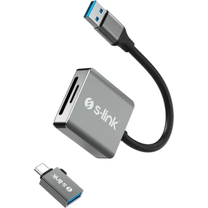 S-link SL-CR21 TypeC ve USB3.0 SD-Micro SD 110M-S Hızlı 2 in 1 Metal Kart Okuyucu