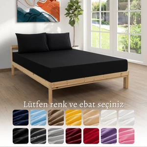 Ranforce Akfil Siyah Lastikli Çarşaf 1 Adet Yastık Kılıflı Tek Kişilik Fitted Çarşaf Seti 90x190