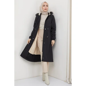 Hafsa Mina Allerli İçi Kürklü Bondit Mont Siyah HM2330