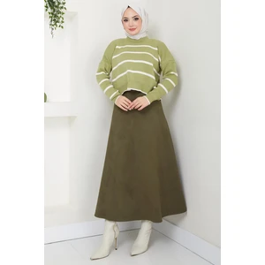 Süet Mevlana Etek Haki HM2606