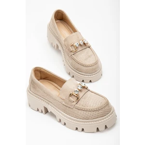 Tonny Black Kadın Ten Süet Rahat Kalıp Yüksek Poli Taban Önü Tokalı Loafer