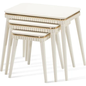 Ant Home Lotus Zigon Sehpa 3'lü Lake Boyalı Ekru