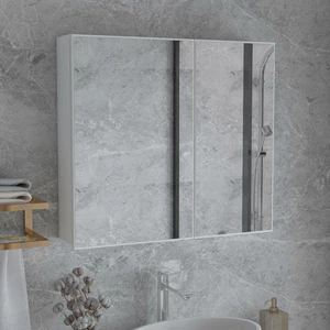 Nossa 80'LİK Lavabo Üstü, Çift Kapaklı Aynalı Banyo Dolabı, Aynalı Dolap, Çok Amaçlı Dolap