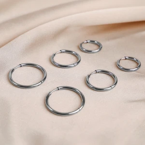 Four Solos Çelik Kadın Küpe, 6'lı Halka, Gümüş Renk, No:58