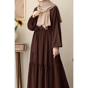 Ande Tesettür Seyyale Elbise - Acı kahve