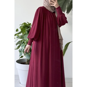 Ande Tesettür Ece Triko Elbise - Bordo