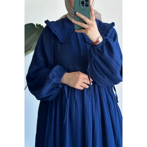 Ande Tesettür Gülbeşeker Elbise - Lacivert