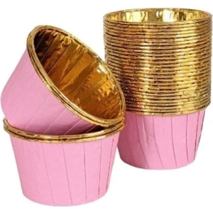 Efe Pastacılık Pembe Gold Parlak Metalize 25'li Muffin Cupcake Kek Kapsülü
