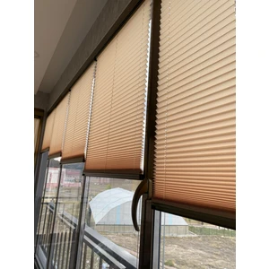 Plise Perde (Kolay Yapışkanlı  Montaj) Katlanabilir Cam Balkon Perdesi -Ofis-Ev Perdesi