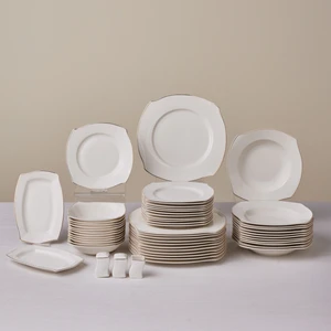 Square Bone Beyaz Altın 53 Parça 12 Kişilik Yemek Takımı
