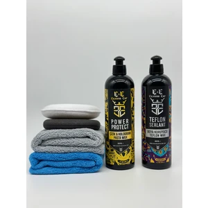 E&e Custom Car Çizik ve Hologram Pasta Wax 400 ml ve Boya Koruyucu Teflon Wax 400 ml (2 Adet Mikrofiber Bez ve 2 Adet Ped Ile)