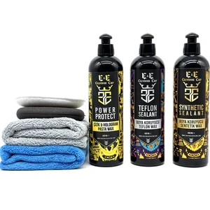 E&e Custom Car Çizik ve Hologram Pasta Wax 400 ml , Boya Koruyucu Teflon Wax 400 Ml, Sentetik Wax 400 ml (2 Adet Mikrofiber Bez Ve2 Adet Ped Ile)