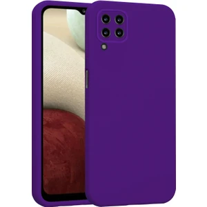 Samsung Galaxy A12 Kılıf Lansman Premium Silinebilir Mor Silikon