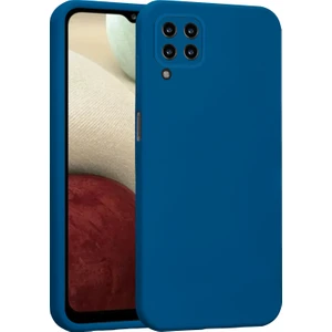 Samsung Galaxy A12 Kılıf Lansman Premium Silinebilir Mavi Silikon